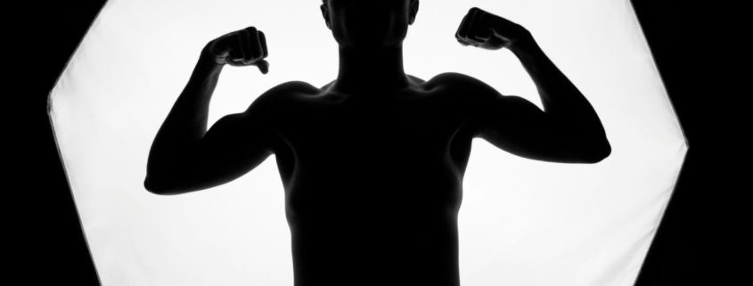 Supports Testosterone Production Man pull biceps black and white