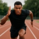 Male athlete sprinting on a track
